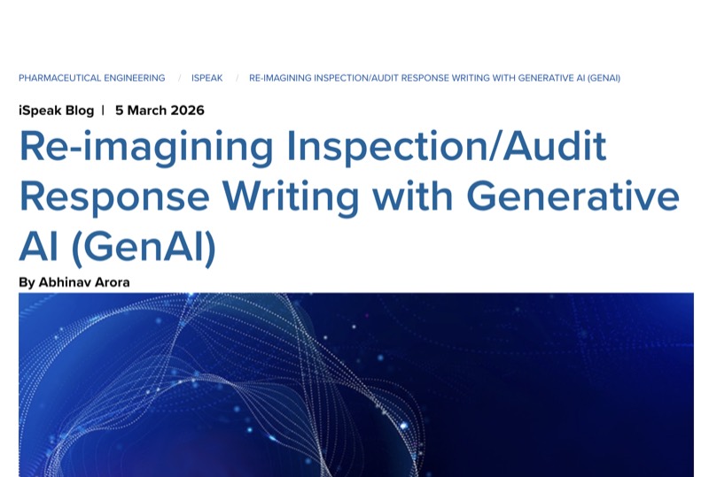 ISPE Pharmaceutical Engineering article — integrating AI into inspection readiness and regulatory response development